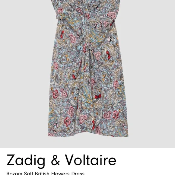 Zadig & Voltaire Floral Midi Dress - Blue and Pink - Picture 4 of 6